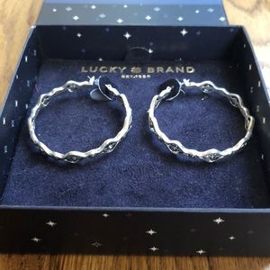 Lucky Brand Silver Hoops with Diamonds
